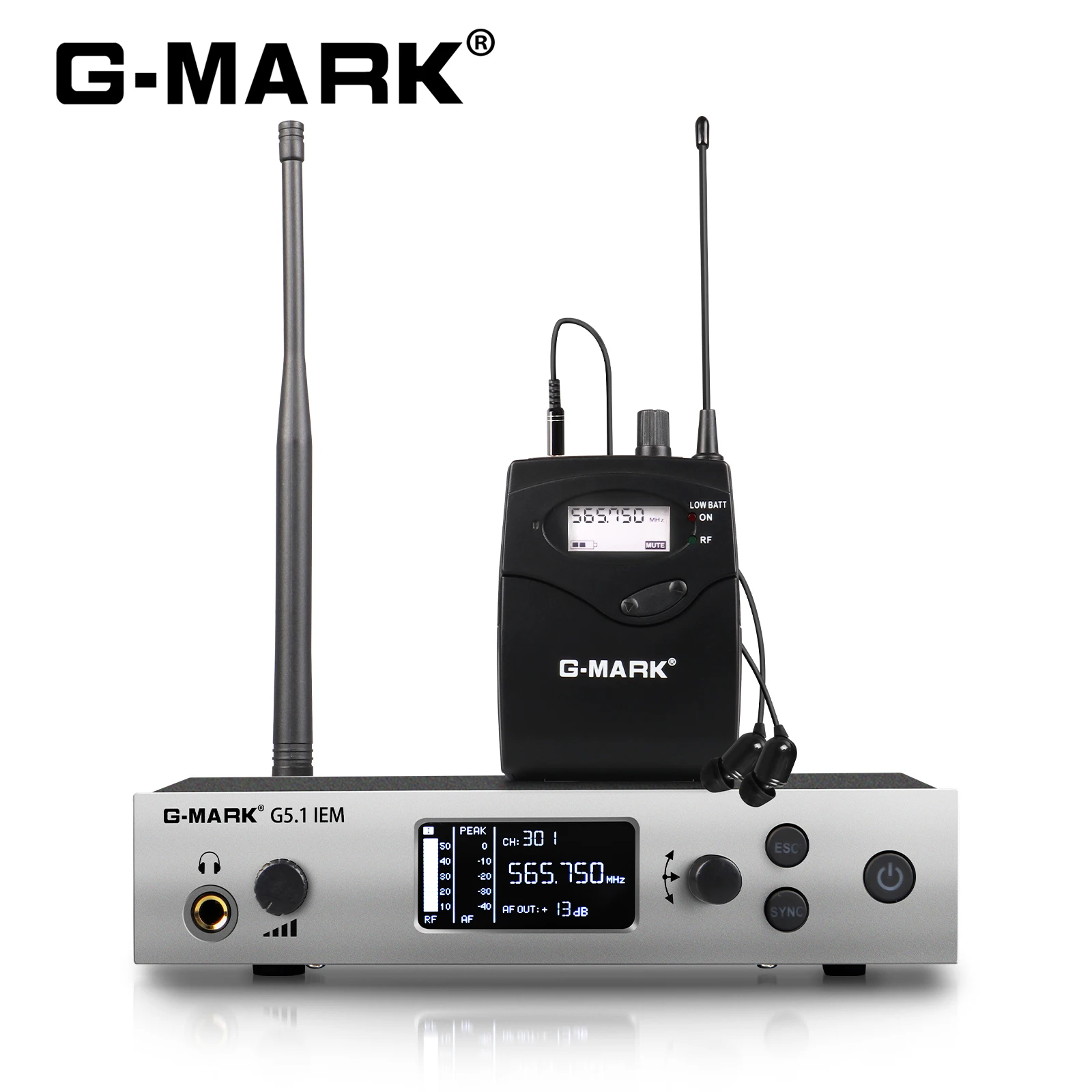 

In Ear Monitor G-MARK G5.1IEM Single Channel UHF Wireless Stage Return With In Earphone Metal Body For Band Recording Studio