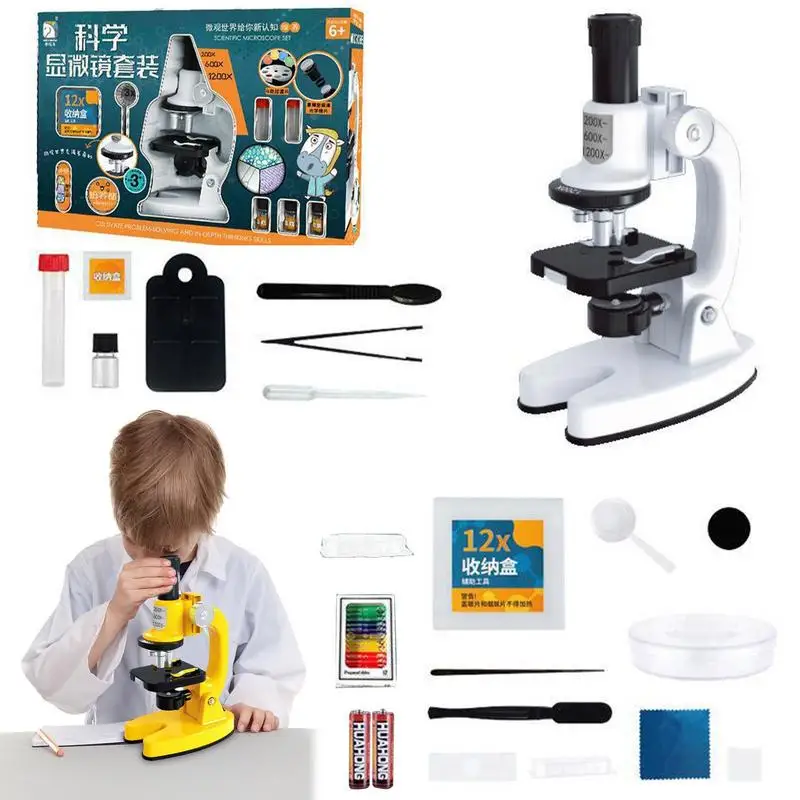 

Microscope Kit Lab LED 1200X Microscope Home School Educational Toy Gift Refined Biological Microscope For Kid Child