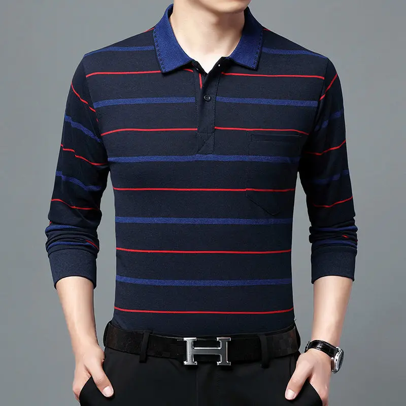 Fashion Men New Business Striped Polo Shirts Korean Spring Autumn Casual Long Sleeve Lapel Pockets Male Clothes Cotton Tops 2023
Fashion Men New Business Striped Polo Shirts Korean Spring Autumn Casual Long Sleeve Lapel Pockets Male Clothes Cotton Tops 2023