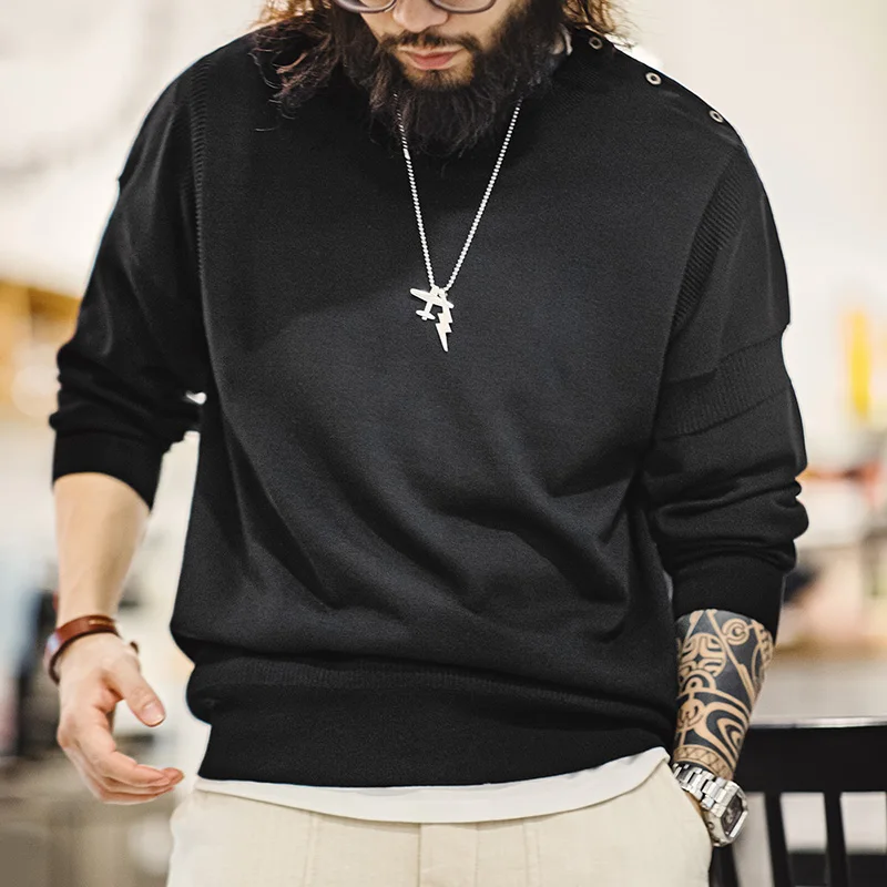 Maden 2023 Autumn Casual Round Neck Black Sweater Men's Amekaji Solid Knitwear Pullovers Vintage Fashion Designer Luxury Jumper
Maden 2023 Autumn Casual Round Neck Black Sweater Men's Amekaji Solid Knitwear Pullovers Vintage Fashion Designer Luxury Jumper