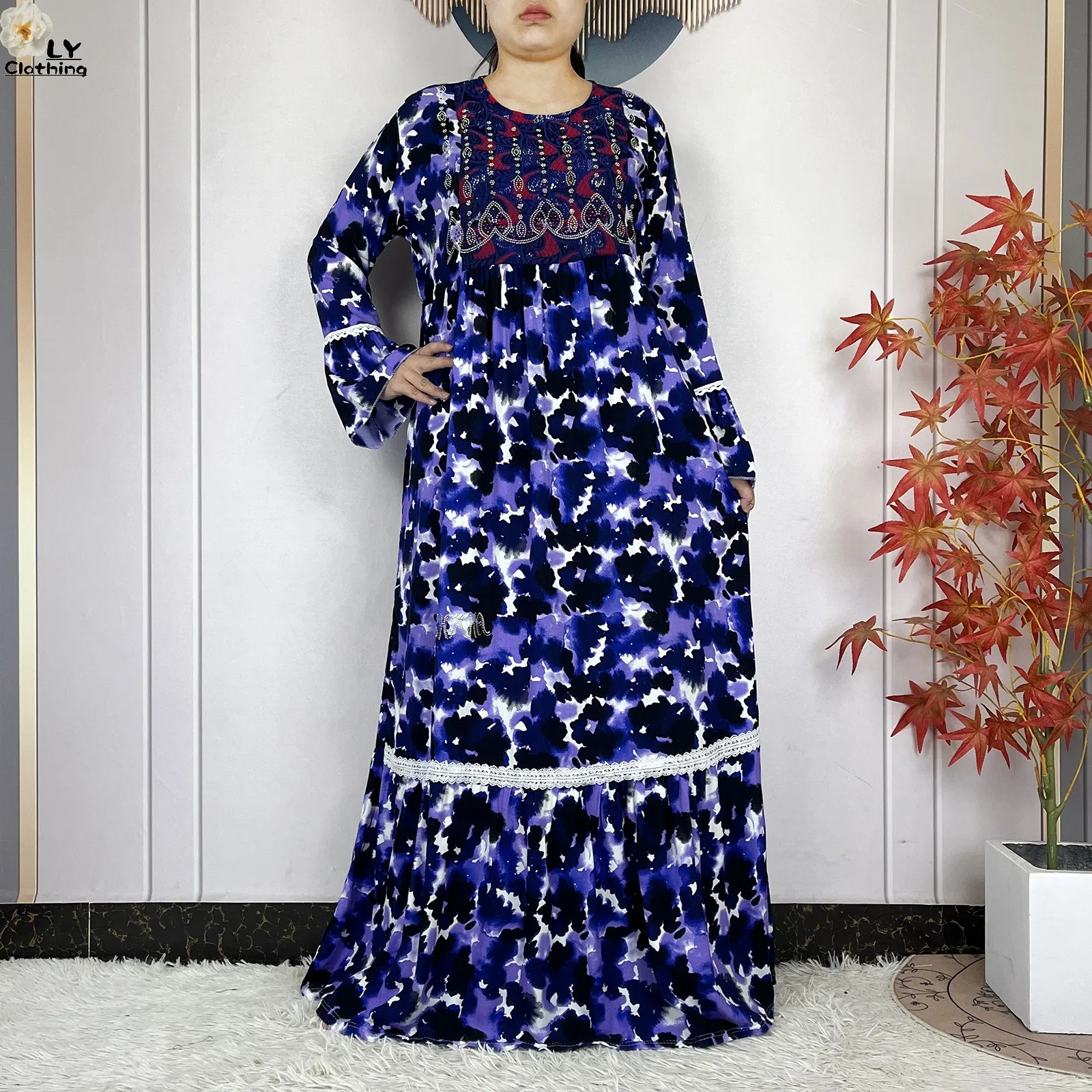 فستان نسائي جديد موضة 2026 بتصميم زهري وأكمام طويلة من القطن مع وشاح كبير، قفطان دبي، فستان فضفاض كاجوال، فساتين أفريقية فستان نسائي جديد موضة 2026 بتصميم زهري وأكمام طويلة من القطن مع وشاح كبير، قفطان دبي، فستان فضفاض كاجوال، فساتين أفريقية