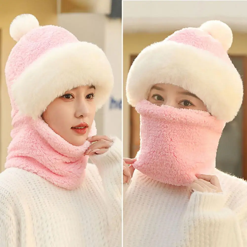 

Windproof Hat Winter Beanie Hats for Women Knitted Windproof Scarf Hat Set with Thick Padding Fur Lining Stay Warm Stylish Hat