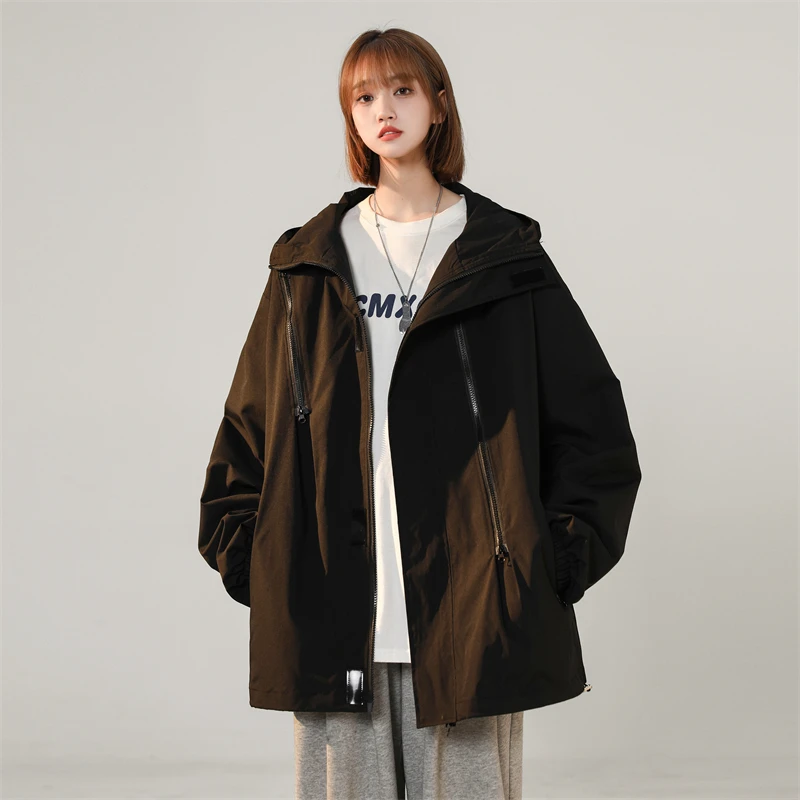 Streetwear Spring Jacket For Women Causal Windbreaker Solid Color Hooded Women's Bomber Jackets
Streetwear Spring Jacket For Women Causal Windbreaker Solid Color Hooded Women's Bomber Jackets