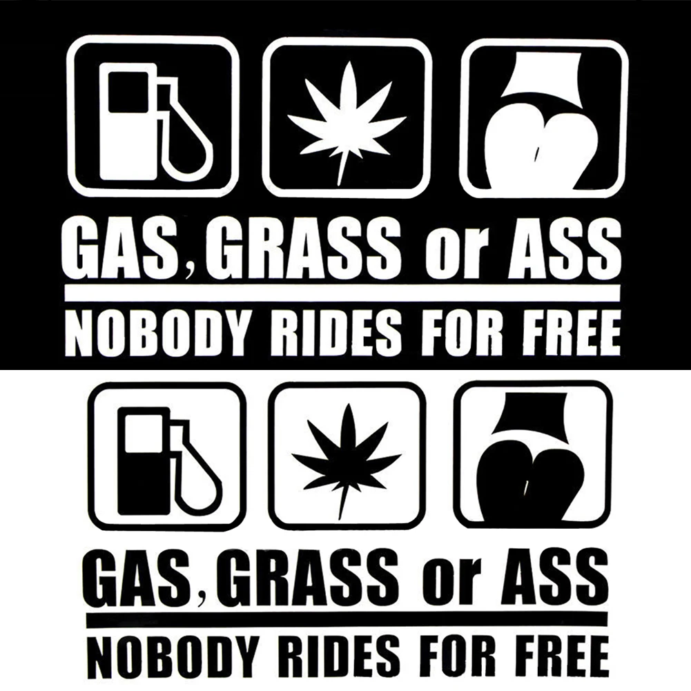 

Car Sticker Grass Gas Or Ass Funny Vinyl White Car Styling Funny Decal Van Truck Window Door Car Accessories