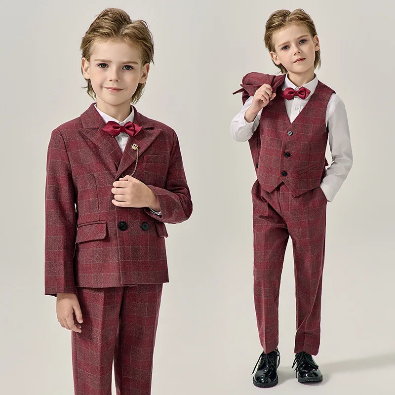 Boys Formal Autumn Winter Plaid Suit Set Child Wedding Piano Performance Birthday Party Costume Kids Blazer Vest Pants Bowtie
Boys Formal Autumn Winter Plaid Suit Set Child Wedding Piano Performance Birthday Party Costume Kids Blazer Vest Pants Bowtie