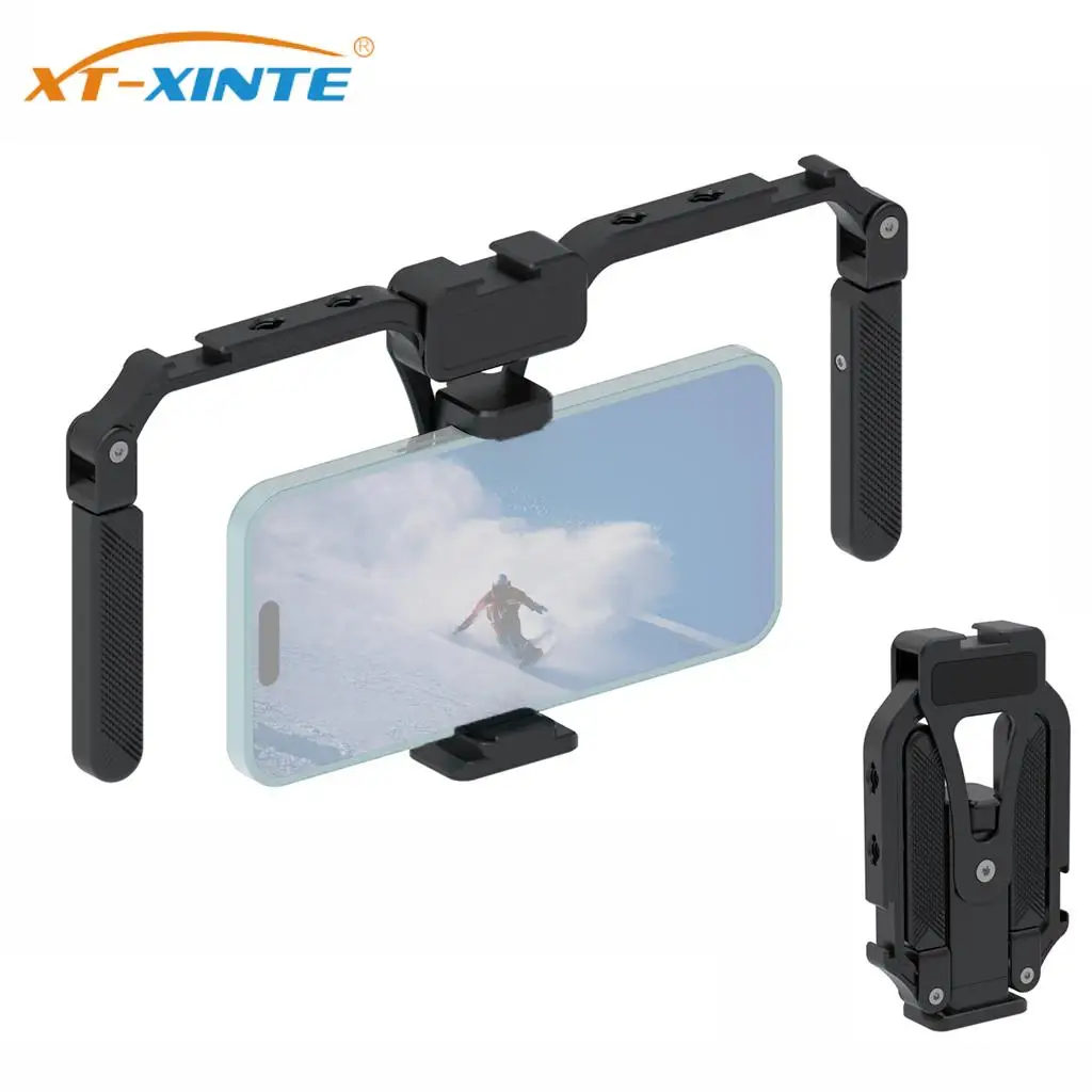 

Foldable Smartphone Video Rig Dual Hand Grip Filmmaking Case Phone Video Stabilizer Handheld Tripod Mount for iPhone Android