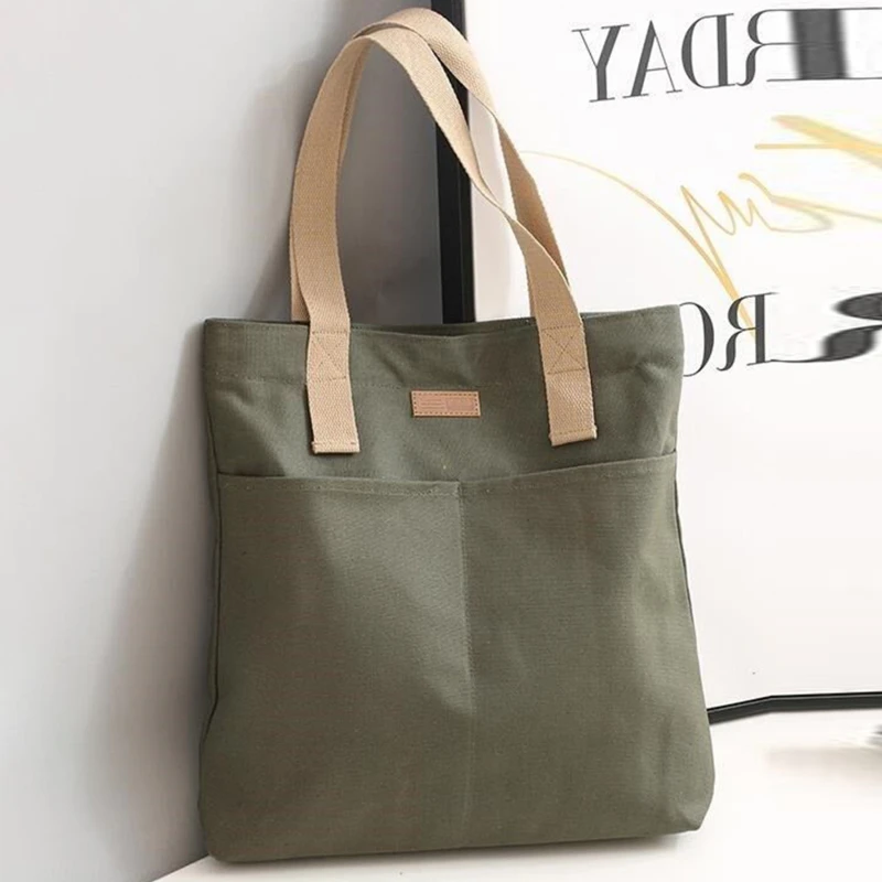 Women Canvas Tote Bag Solid Color Designer Ladies Casual Handbag Shoulder Bag Large Capacity Cotton Reusable Shopping Beach Bag
Women Canvas Tote Bag Solid Color Designer Ladies Casual Handbag Shoulder Bag Large Capacity Cotton Reusable Shopping Beach Bag