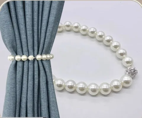 

40cm Pearl Magnetic Curtain Buckles Tie Back Straps Curtains Holders Tieback Buckle Clips Accessories Home Room Decoration