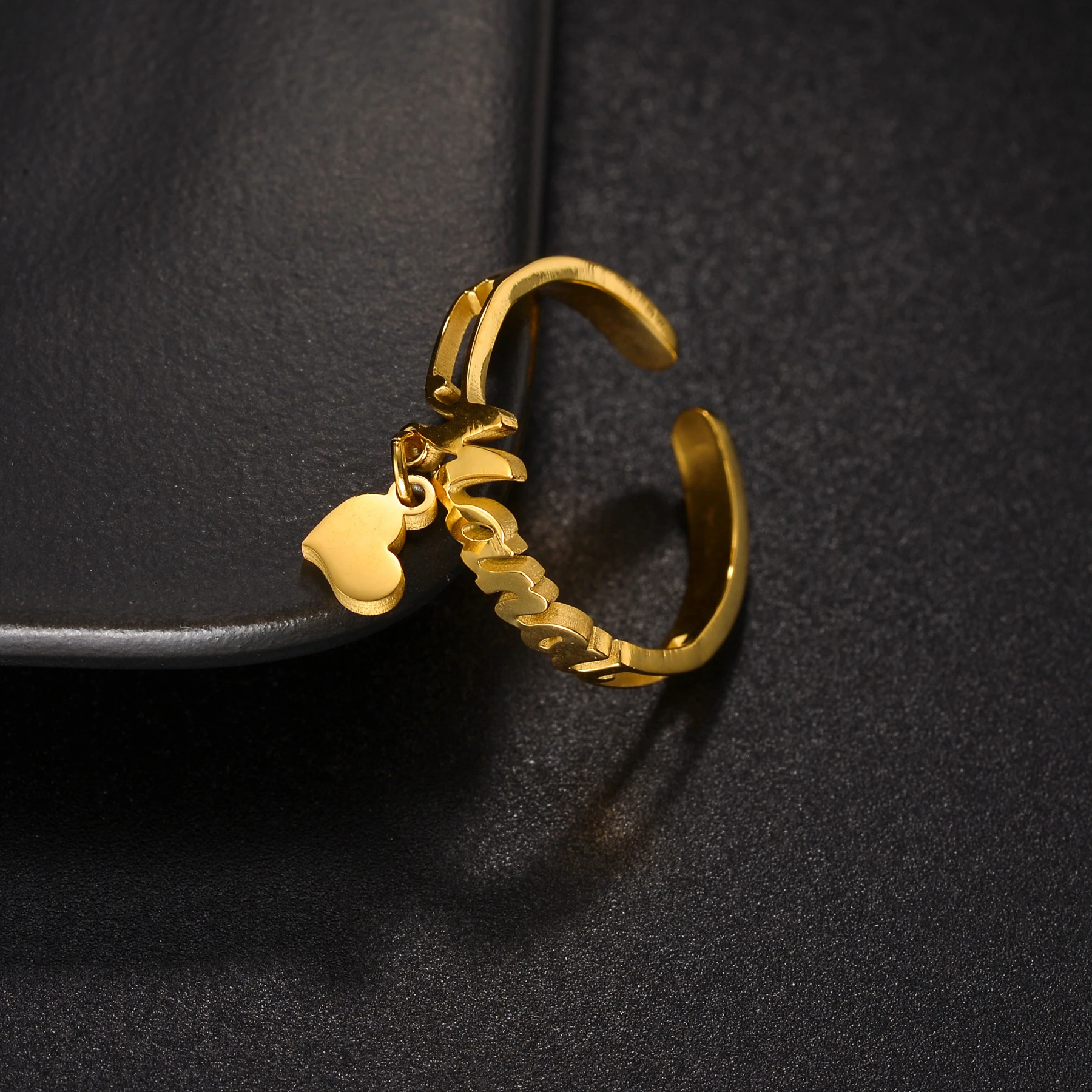 

Индивидуальные парные обручальные кольца в форме сердца, романтичные кольца с именем на заказ для женщин, высококачественные ювелирные изделия из нержавеющей стали, подарок