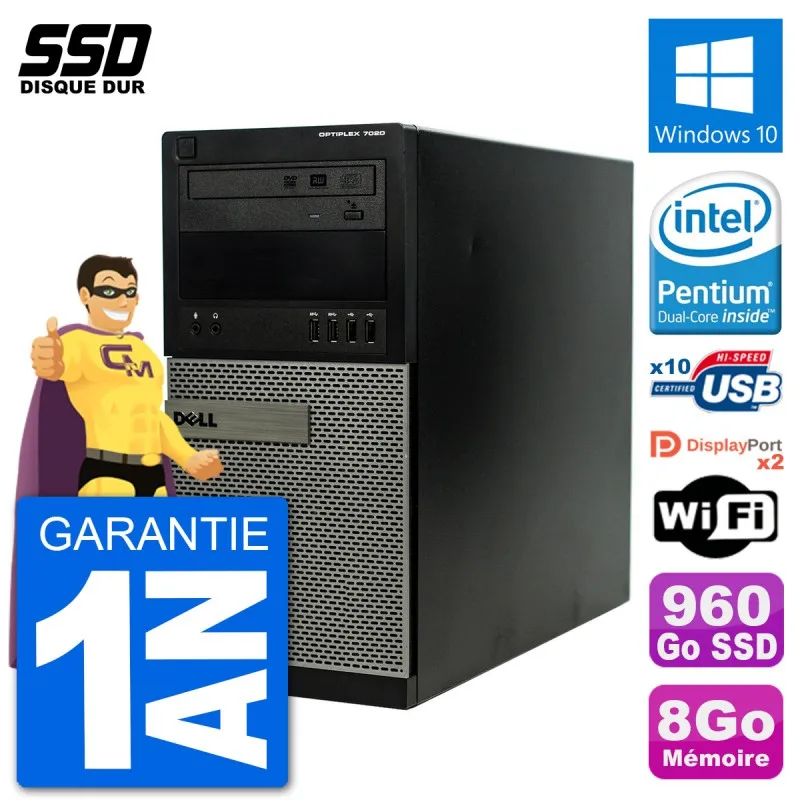 PC Tour Dell 7020 Intel Pentium G3220 RAM 8Go SSD 960Go Windows 10 Wifi | Компьютеры и офис