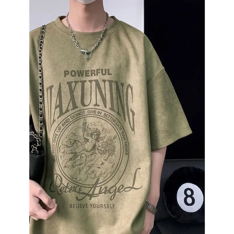 Military green American suede short-sleeved T-shirt men's summer heavyweight trendy brand retro oversize half-sleeve y2k emo ins
Military green American suede short-sleeved T-shirt men's summer heavyweight trendy brand retro oversize half-sleeve y2k emo ins