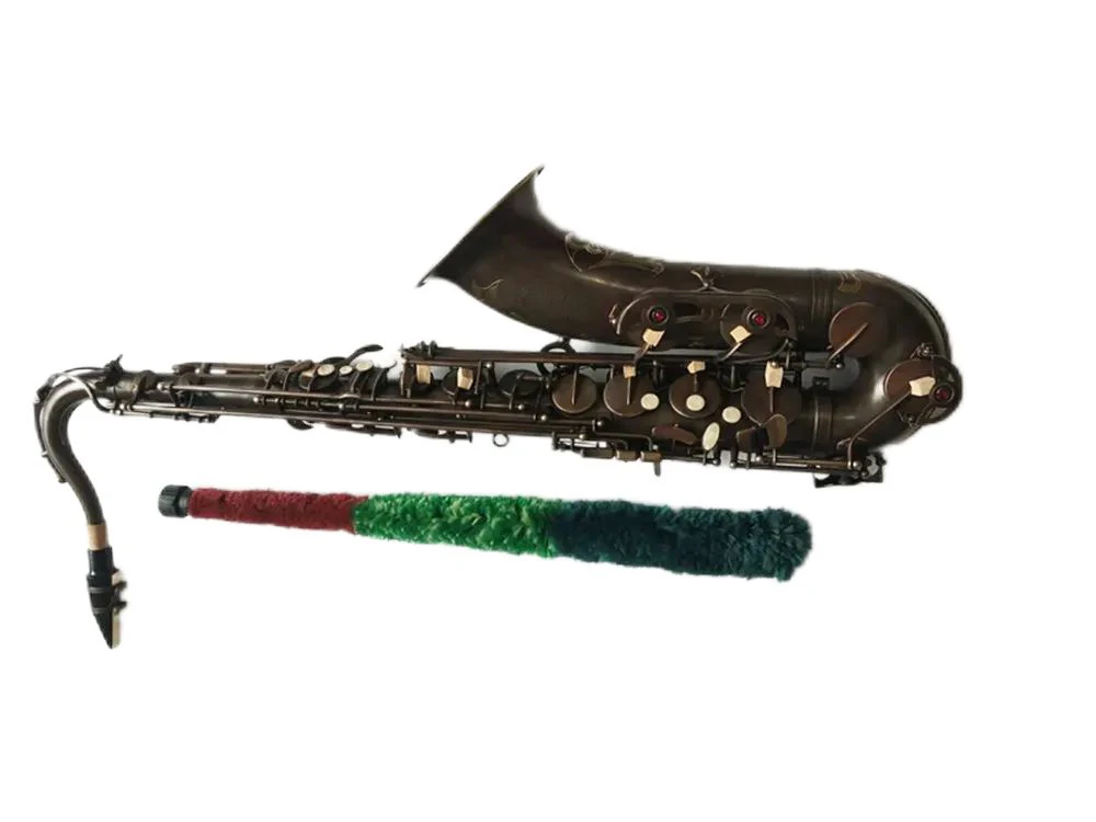 

New jazz Brand Custom Tenor Saxophone Mark VI Grave Black Professional Music Instruments Antique copper Simulation Brass Sax Wit