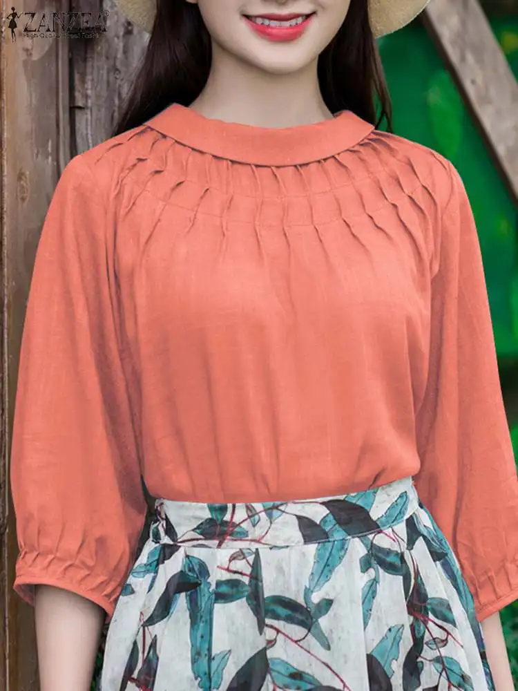 Модная женская блузка ZANZEA с круглым вырезом, шикарная плиссированная летняя рубашка свободного покроя с рукавом 2024, элегантная офисная туника
Модная женская блузка ZANZEA с круглым вырезом, шикарная плиссированная летняя рубашка свободного покроя с рукавом 2024, элегантная офисная туника
