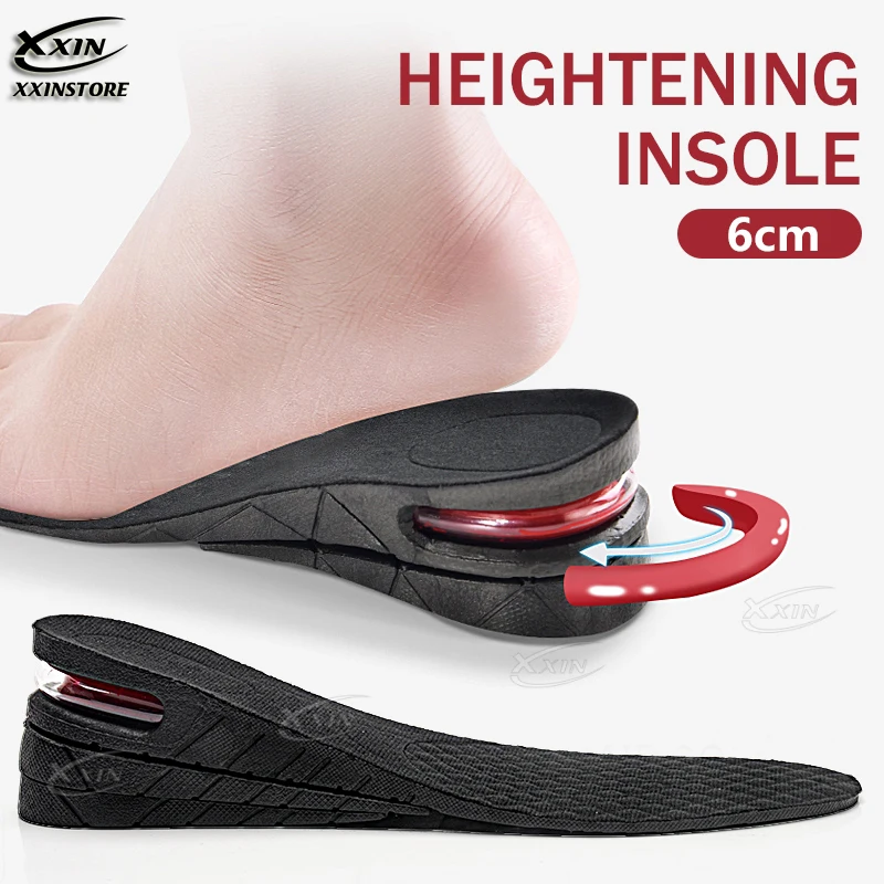 

【Xxin】 6cm Height Increasing Insoles Men women Invisible Insole 3 layer Air Cushion shock-absorbing Shoe Pad Size35-44