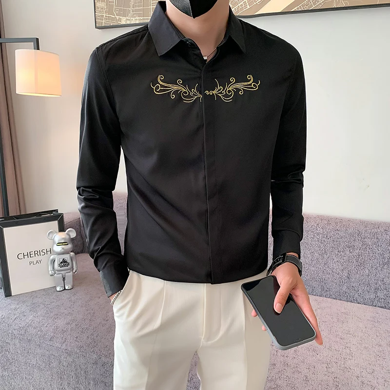 Luxury Retro Embroidery Shirts Men 2023 Autumn Long Sleeve Casual Slim Business Formal Dress Shirts Social Party Tuxedo Blouse
Luxury Retro Embroidery Shirts Men 2023 Autumn Long Sleeve Casual Slim Business Formal Dress Shirts Social Party Tuxedo Blouse