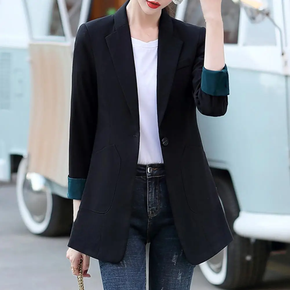 Solid Color Suit Jacket Ladies Suit Coat Elegant Mid-length with Lapel Long Sleeves Big Pockets for Spring Autumn Suit Coat
Solid Color Suit Jacket Ladies Suit Coat Elegant Mid-length with Lapel Long Sleeves Big Pockets for Spring Autumn Suit Coat