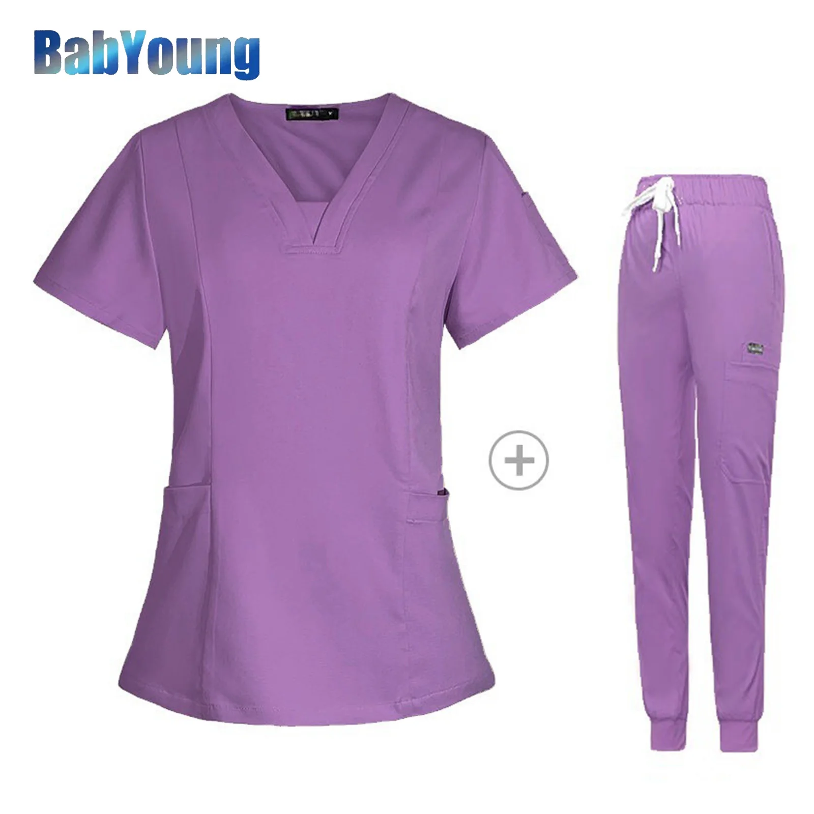 

Women Scrubs Suits Casual Jogger Clothes Hospital Doctor Nurse Uniform Medical Scrub Set Surgical Tops Pants Multicolor Workwear
