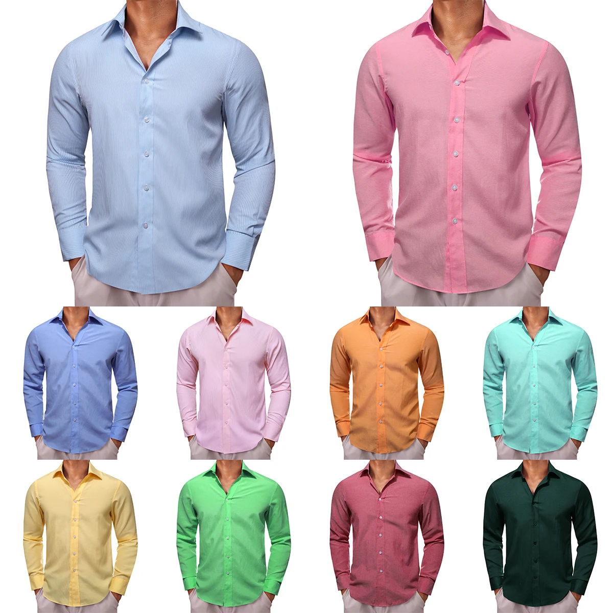 Luxury Solid Shirts for Men Cotton Long Sleeve Black Blue Green Gold Pink Slim Fit Male Blouses Casual Business Tops Barry Wang
Luxury Solid Shirts for Men Cotton Long Sleeve Black Blue Green Gold Pink Slim Fit Male Blouses Casual Business Tops Barry Wang