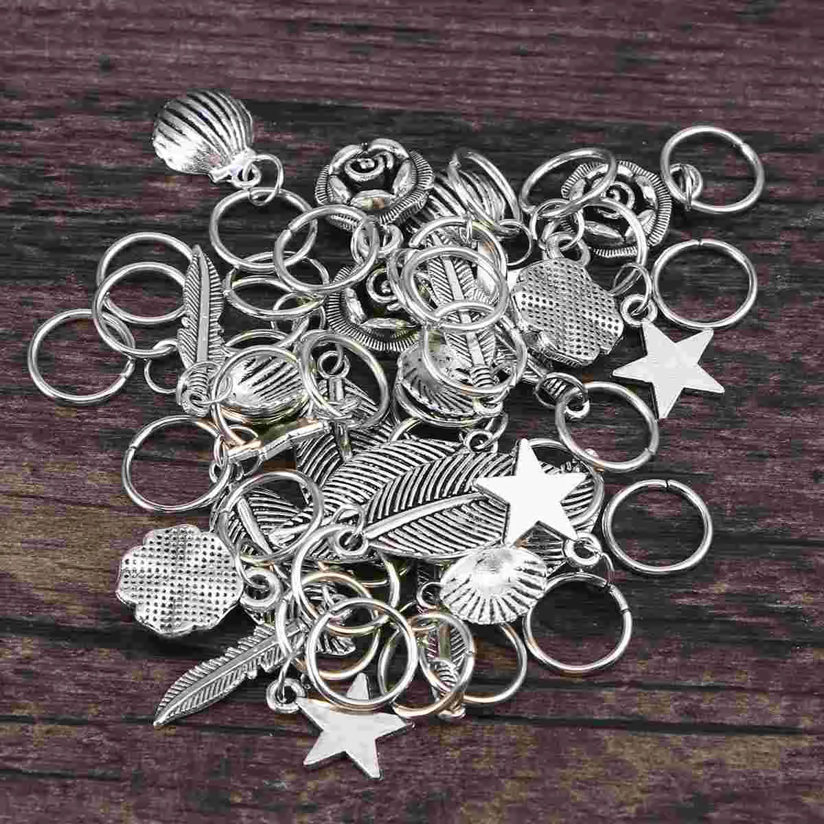 

35pcs Hair Jewelry Rings Metal Hair Cuffs Silver Aluminum Hair Coil Dreadlocks for and