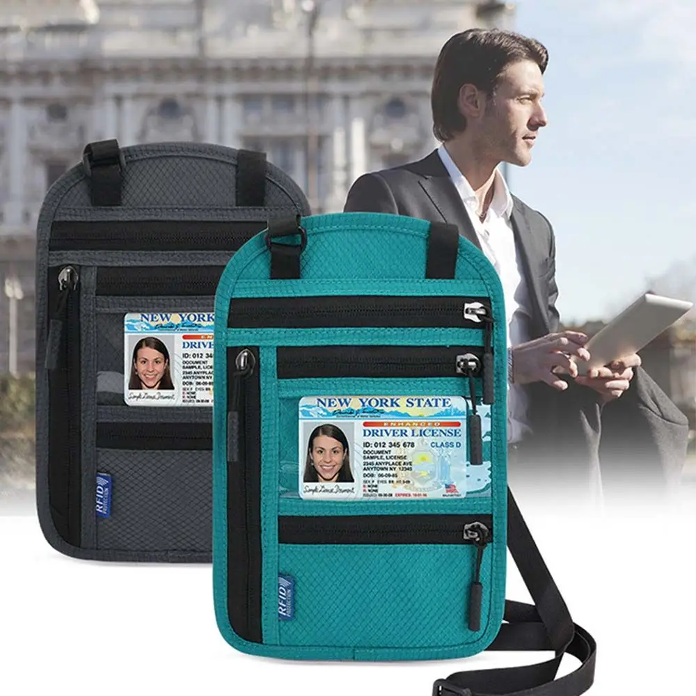 

Wallet Protective Cover Zipper Travel RFID Crossbody Bag Credit Card Organizer Shoulder Passport Bag Halter Passport Holder