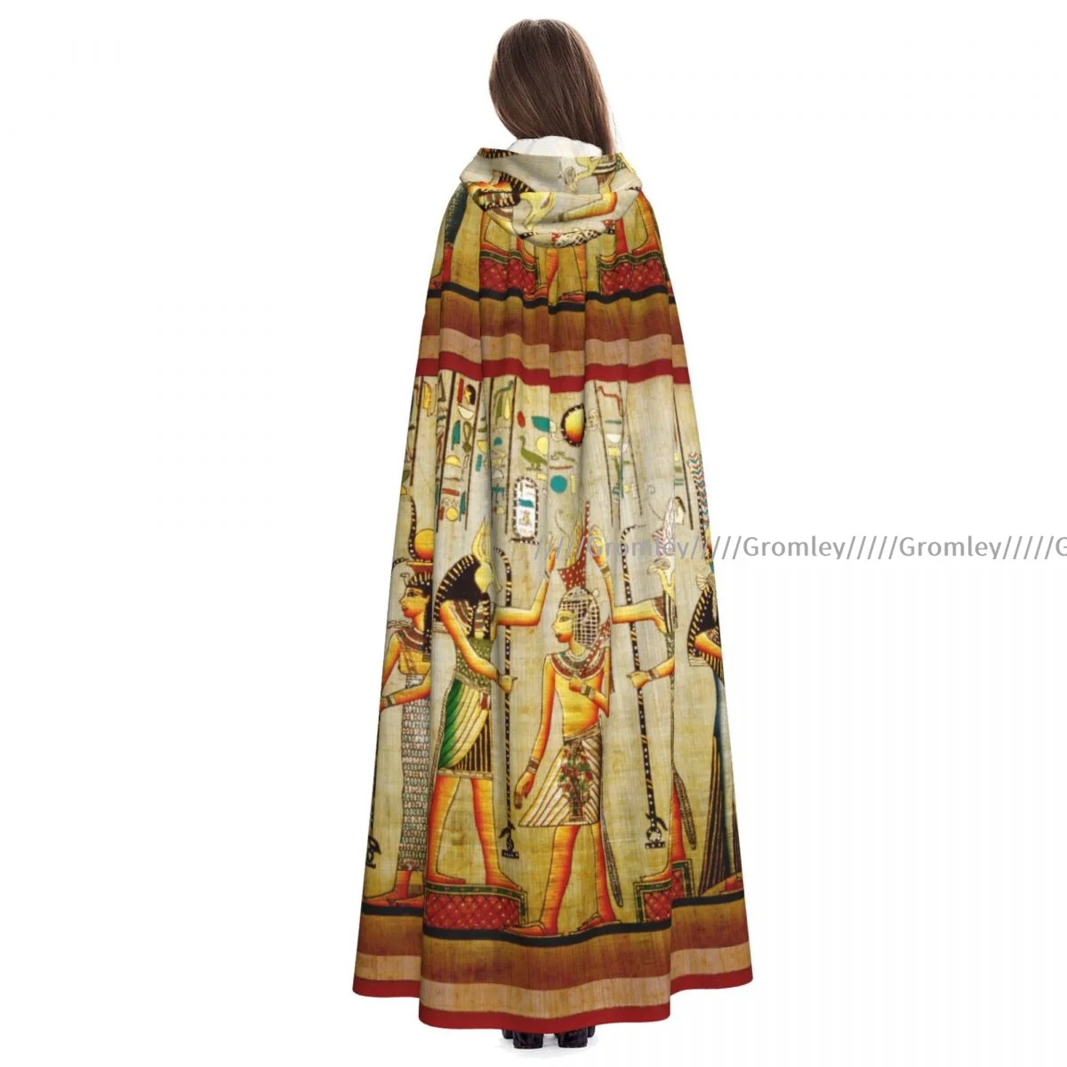 

Old Egypt Paper Print Witch Cloak Halloween Cosplay Costume Adult Unisex Cloak Retro Ages Cape