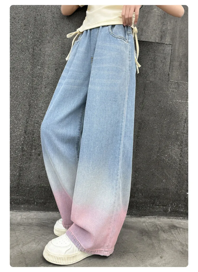 جينز كبير للمراهقين والبنات لعام 2024 بنطال جينز واسع الساق للأطفال والبنات متدرج اللون ملابس خارجية للأطفال سراويل طويلة ملابس للفتيات من 4 إلى 12 سنة جينز كبير للمراهقين والبنات لعام 2024 بنطال جينز واسع الساق للأطفال والبنات متدرج اللون ملابس خارجية للأطفال سراويل طويلة ملابس للفتيات من 4 إلى 12 سنة