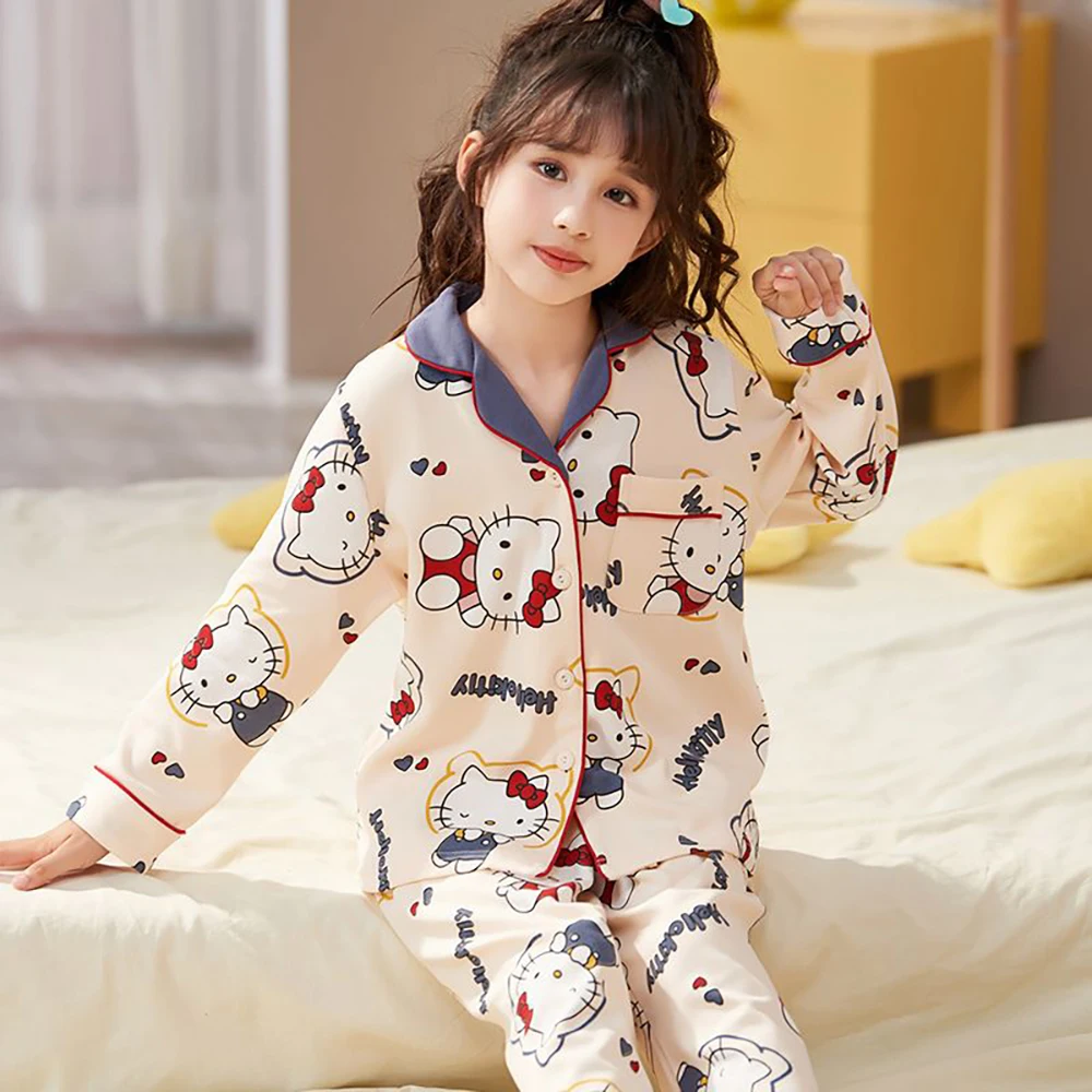 Anime Sanrio Kuromi Girls Pajamas Cinnamoroll Hello Kittys Nightwear Sleepwear Long Sleeve Spring Autumn Children's Home Clothes
Anime Sanrio Kuromi Girls Pajamas Cinnamoroll Hello Kittys Nightwear Sleepwear Long Sleeve Spring Autumn Children's Home Clothes