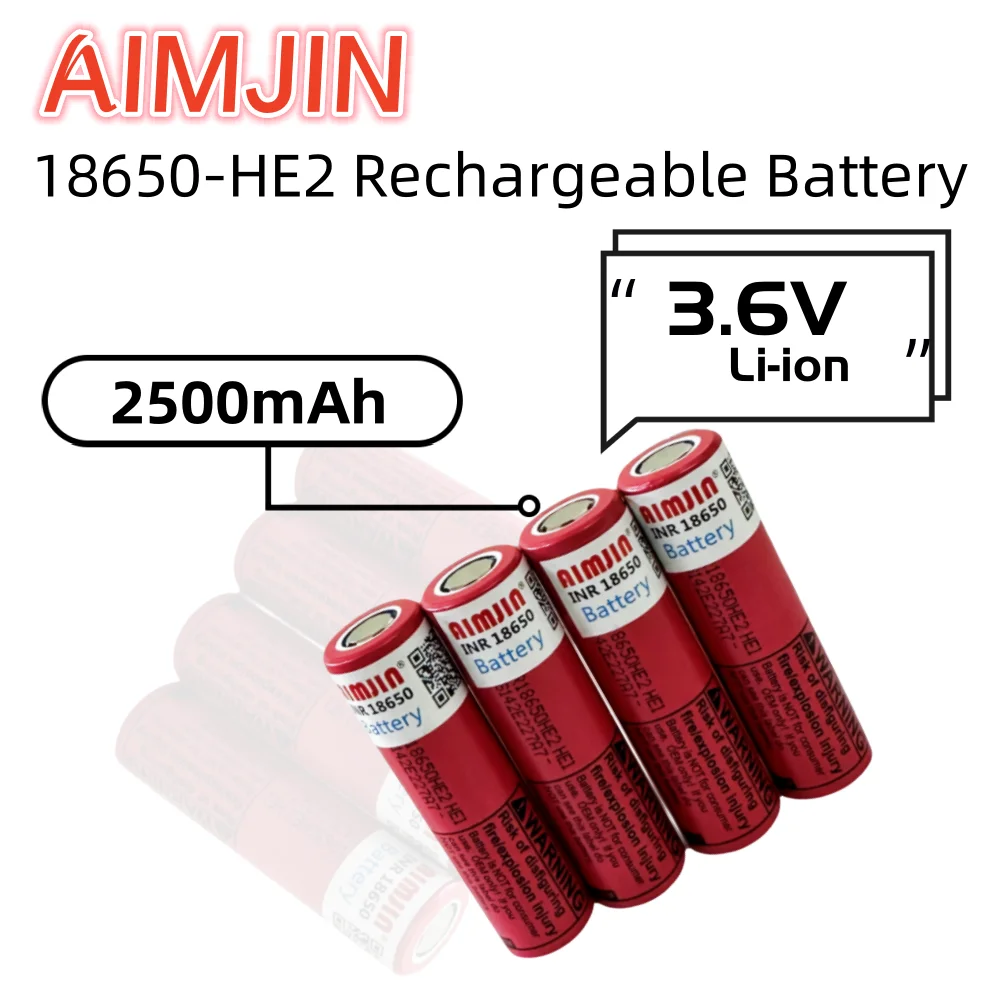 

18650-HE2 3.6V 2500mAh Rechargeable Lithium-ion battery for remote control flashlights battery replacement in durable