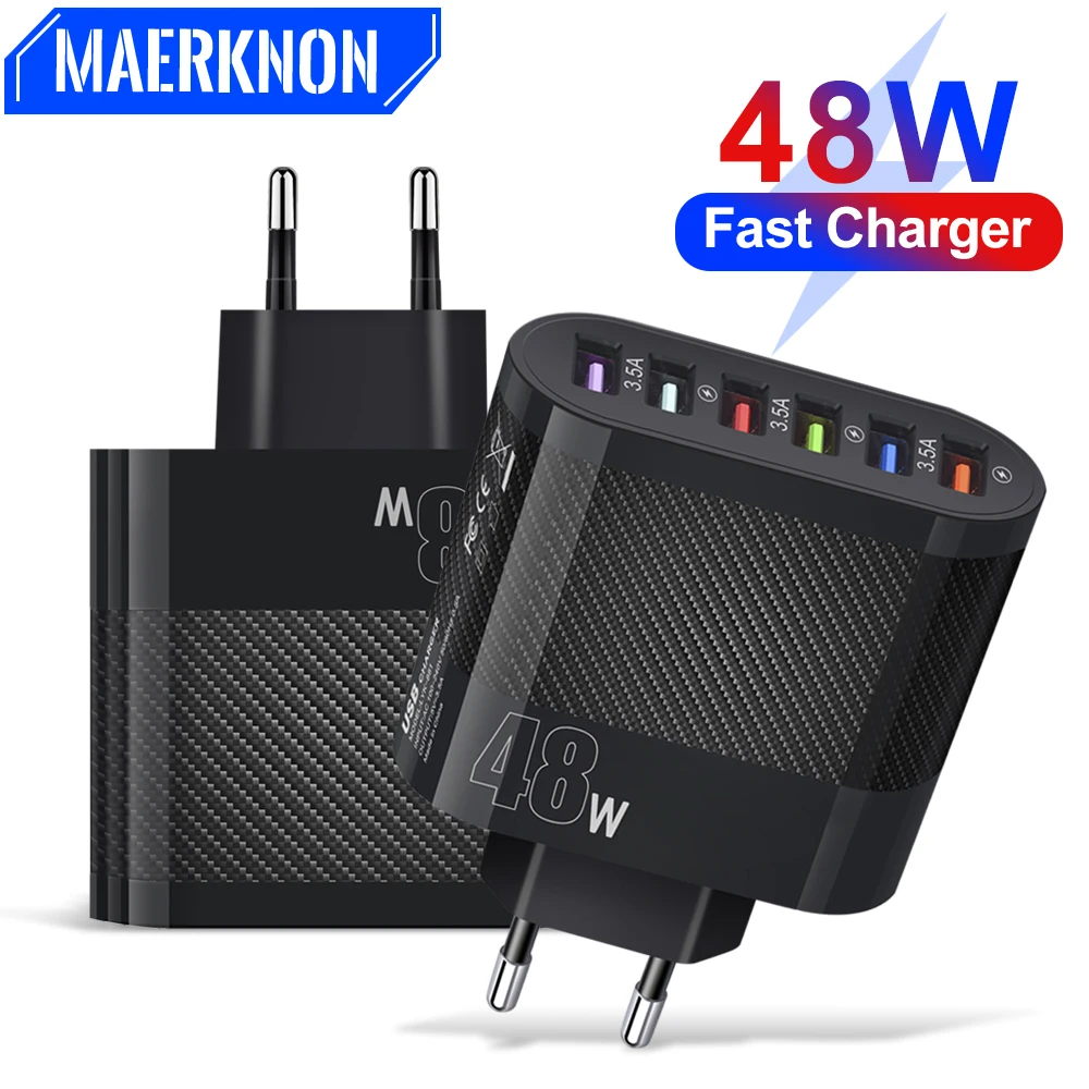 48W USB Charger 6Ports Fast Charging Mobile Phone Adapter Quick Charger For IPhone 14 13 Pro Samsung Xiaomi Huawei Wall Charger
48W USB Charger 6Ports Fast Charging Mobile Phone Adapter Quick Charger For IPhone 14 13 Pro Samsung Xiaomi Huawei Wall Charger