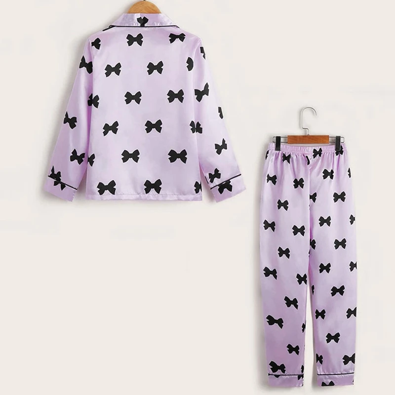 Children Pajamas Set Spring And Autumn Imitation Silk Long Sleeve Girls' Home Dress Two-Piece Printed Long Sleeve Girls Pajamas Children Pajamas Set Spring And Autumn Imitation Silk Long Sleeve Girls' Home Dress Two-Piece Printed Long Sleeve Girls Pajamas