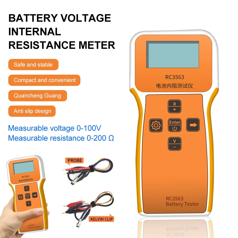 RC3563 Battery Internal Resistance Tester Voltmeter with LCD Display Rechargeable Voltage Resistance Meter for Lithium Battery
RC3563 Battery Internal Resistance Tester Voltmeter with LCD Display Rechargeable Voltage Resistance Meter for Lithium Battery