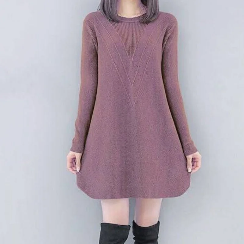Women's Autumn Winter Korean New Round Neck Pullover Knitwear Commuter Fashion Solid Large Loose and Versatile Mid Length Tops
Women's Autumn Winter Korean New Round Neck Pullover Knitwear Commuter Fashion Solid Large Loose and Versatile Mid Length Tops