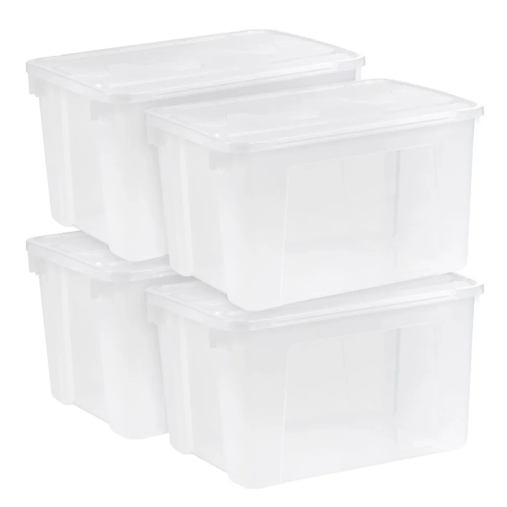 USA, 50.7 Qt Large Plastic Storage Container Bin with Attached Hinged Lid, 4-Pack Clear Storage Containers Durable
USA, 50.7 Qt Large Plastic Storage Container Bin with Attached Hinged Lid, 4-Pack Clear Storage Containers Durable