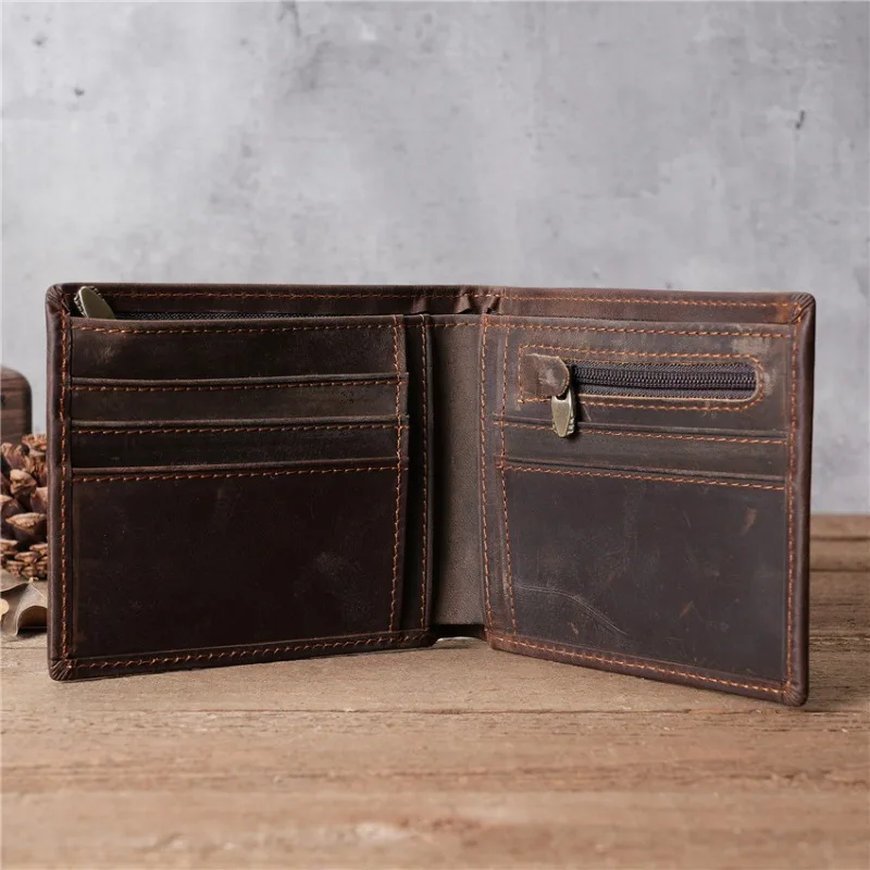 

Genuine Leather Wallets for Men Short Billfold Wallet with Zipper Pocket Mens Clutch Wallet Purses Credit Card Holders Wallets