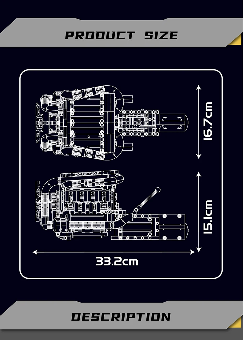 MOULD KING High-Tech Supercar W16 Engine Building Blocks Technology Electric V8 Inline Petrol Engine Model Display Toy Sets MOULD KING High-Tech Supercar W16 Engine Building Blocks Technology Electric V8 Inline Petrol Engine Model Display Toy Sets