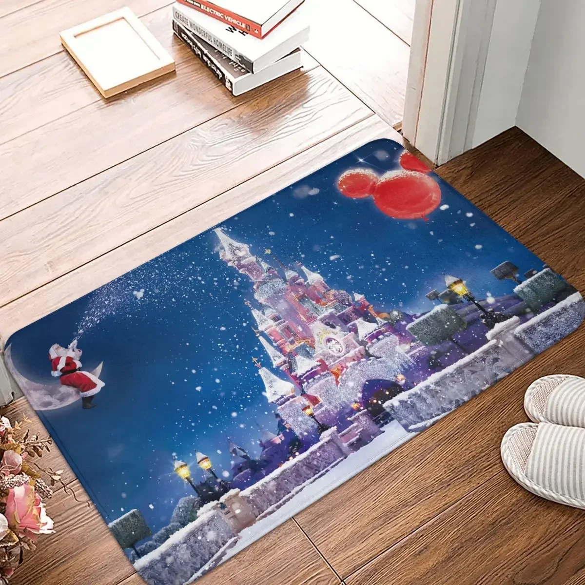 

Merry Christmas and Happy New Year Santa Claus Elk Snowflake Non-slip Rug Doormat Living Room Mat Fairy Floor Carpet Indoor