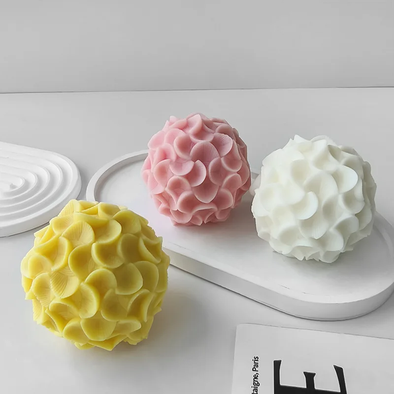 

Geometric Flower Ball Silicone Candle Mold DIY Scallop Flower Ball Aroma Soap Wax Plaster Resin Epoxy Making Supplies Home Decor