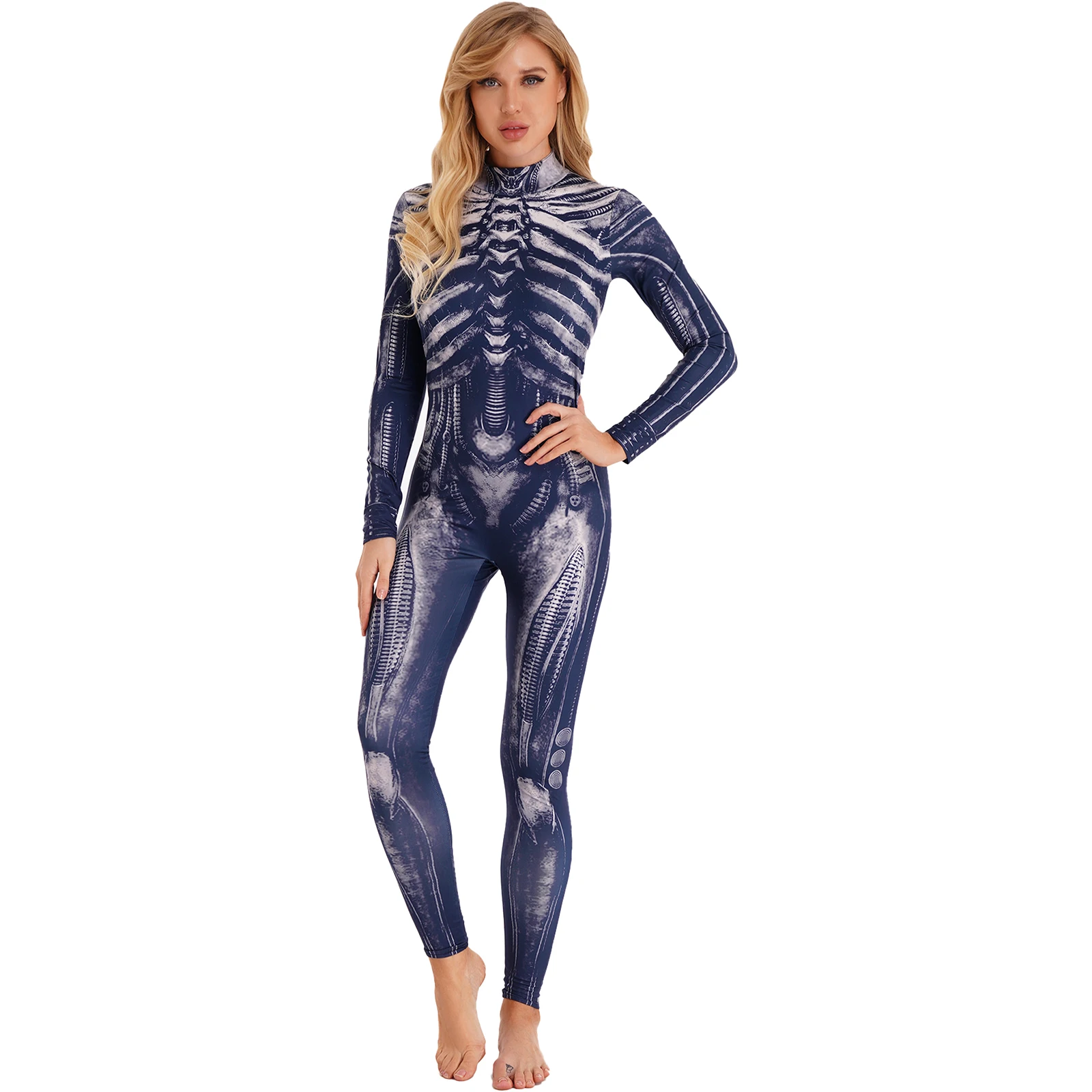 Women 3D Skeleton Halloween Costumes Long Sleeve Bodysuit Halloween Role Play Costume Scary Skull Print Skinny Jumpsuit Catsuit
Women 3D Skeleton Halloween Costumes Long Sleeve Bodysuit Halloween Role Play Costume Scary Skull Print Skinny Jumpsuit Catsuit