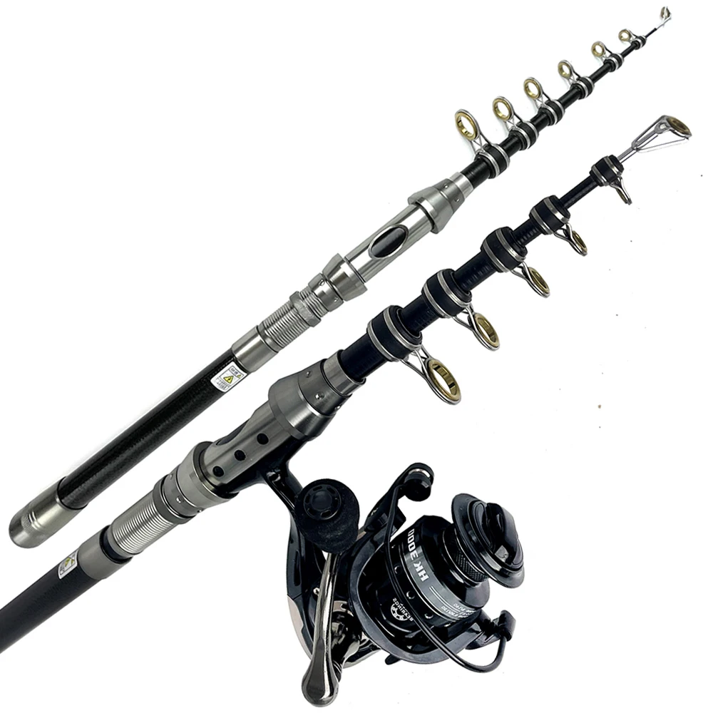 

1.5m 1.8m 2.1m 2.4m Spinning Fishing Rod with 5.2:1 Fishing Reels Max Drag 6kg Boat Rock Pole Telescopic Rods and Reel Combo