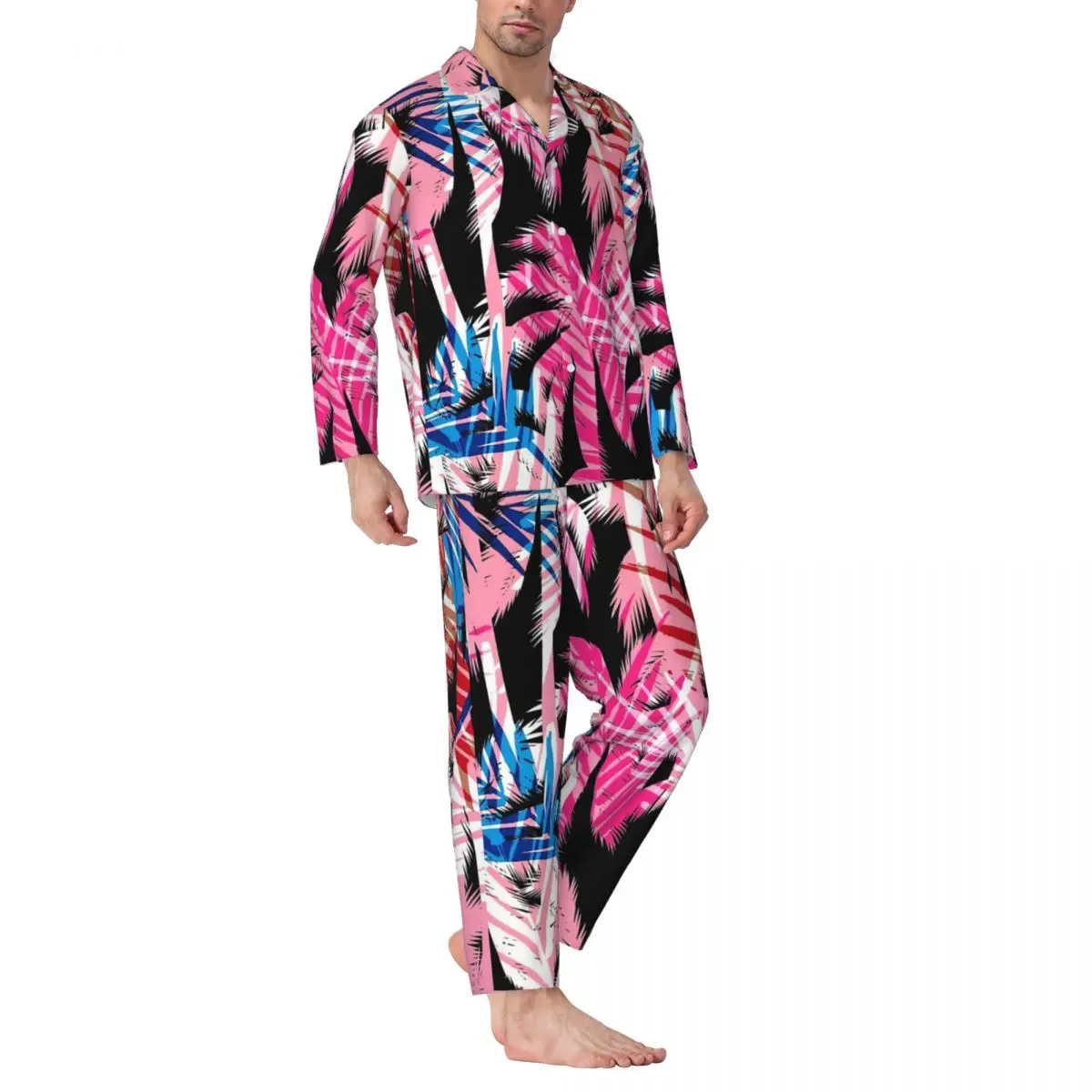 Palm Trees Tropical Pajama Sets Pink And Blue Soft Sleepwear Women Long Sleeve Vintage Bedroom 2 Piece Nightwear Plus Size 2XL
Palm Trees Tropical Pajama Sets Pink And Blue Soft Sleepwear Women Long Sleeve Vintage Bedroom 2 Piece Nightwear Plus Size 2XL