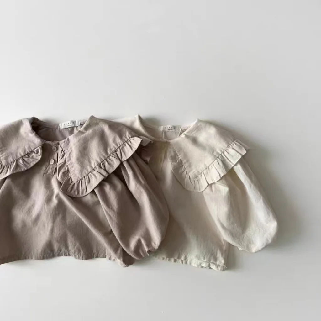 Baby Girls Blouses 2023 Autumn Korean Toddler Lotus Large Lapel Shirts Solid Color Cotton All Match Infant Sweet Long Sleeve Top
Baby Girls Blouses 2023 Autumn Korean Toddler Lotus Large Lapel Shirts Solid Color Cotton All Match Infant Sweet Long Sleeve Top