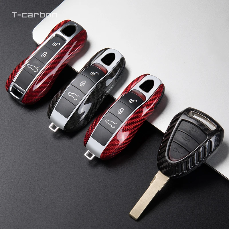 

Real Carbon Fiber Car Key Case Fob Cover Shell for Porsche Panamera Spyder Carrera Macan Boxster Cayman Cayenne 911 970 981 991