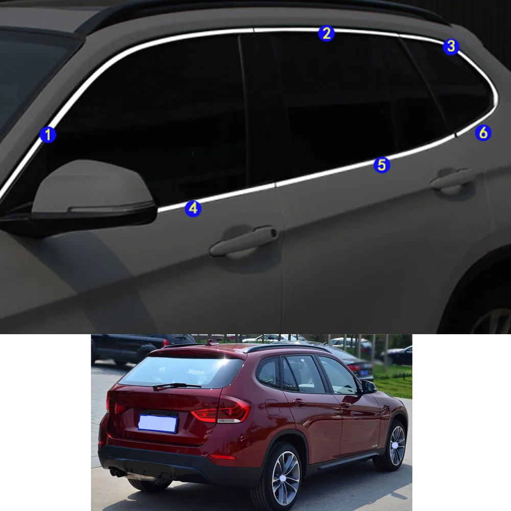 

For BMW X1 sDrive xDrive 18Li 20Li 28Li 2009-2010 2011-2015 Car Sticker Garnish Pillar Window Middle Strip Trim Frame Hoods