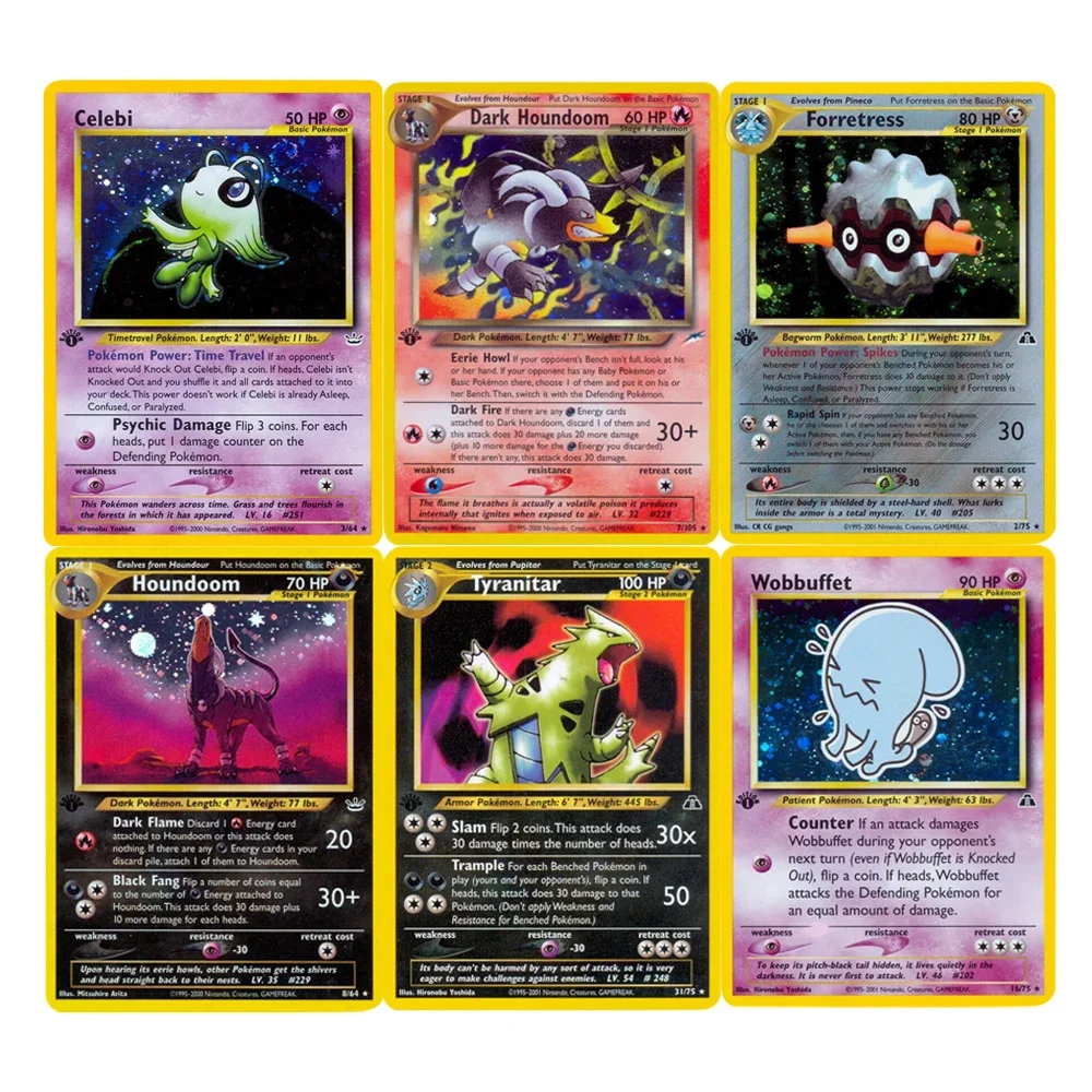 

Pokémon Game Flash Shining Cards Neo Series Ampharos Misdreavus Jumpluff Blissey Collectible Card PTCG Card Proxy Card