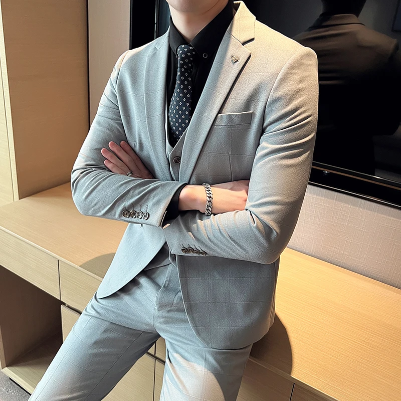 S-5XL Blazer Vest Pants Mens Suit Plaid Casual Business Office Suit Groom Wedding Dress Slim Suit 3Pcs ro 2Pcs Jacket Trousers
S-5XL Blazer Vest Pants Mens Suit Plaid Casual Business Office Suit Groom Wedding Dress Slim Suit 3Pcs ro 2Pcs Jacket Trousers