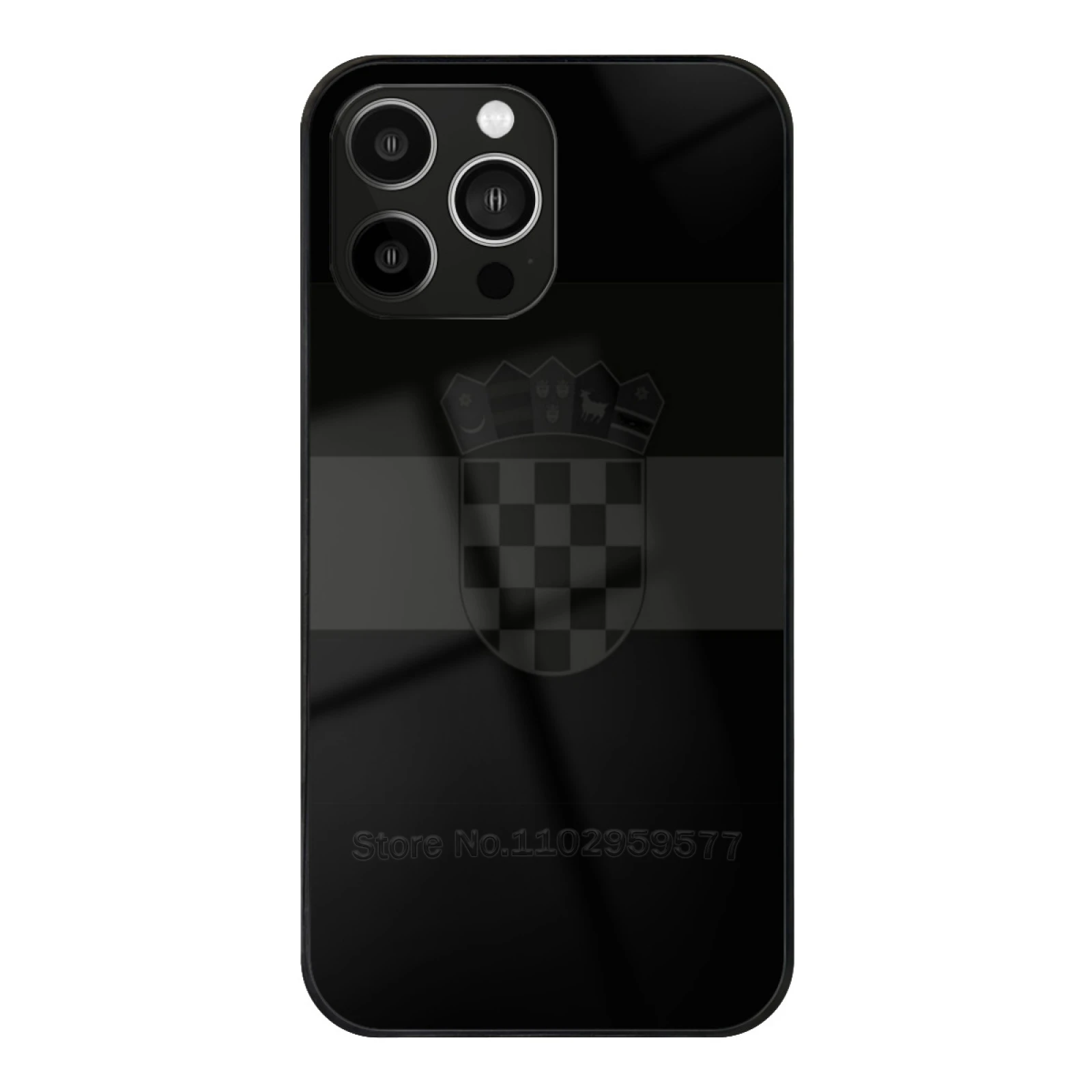 

Croatia Blackout Stealth Flag Tempered Glass Shell For Iphone 13 14 12 11 15 Pro Max Mini 8 7 X Xr Xs Plus Phone Case Croatia