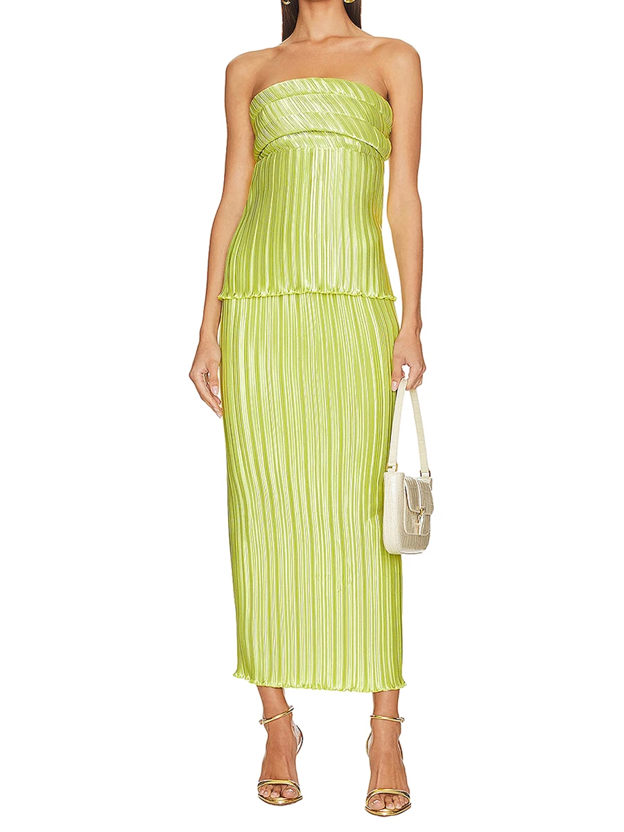Women s Elegant Solid Color Two Piece Maxi Skirt Set - Strapless Backless Tube Top with High Waist Bodycon Long Skirt - Perfect
Women s Elegant Solid Color Two Piece Maxi Skirt Set - Strapless Backless Tube Top with High Waist Bodycon Long Skirt - Perfect