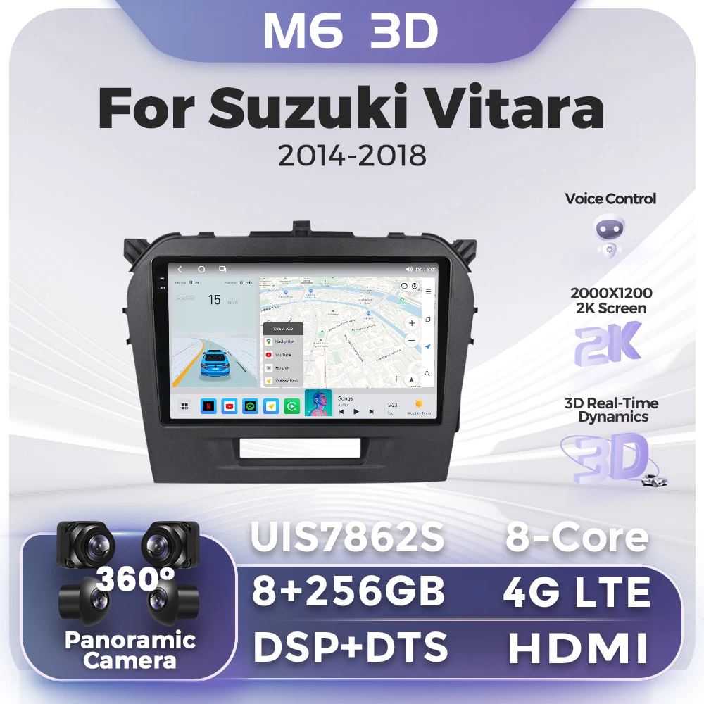 New Android 2Din Car Radio Stereo 2K Screen Car Multimedia Player For Suzuki Vitara 2014-2018 GPS Navigation Carplay 4G+WIFI DSP
New Android 2Din Car Radio Stereo 2K Screen Car Multimedia Player For Suzuki Vitara 2014-2018 GPS Navigation Carplay 4G+WIFI DSP