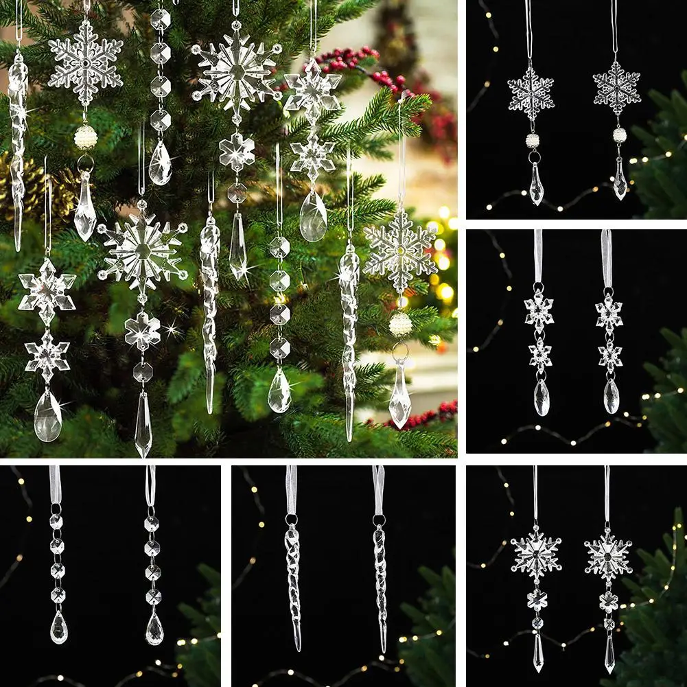

10pcs/set Christmas Decoration Simulation Ice Xmas Navidad Clear Decor Icicle Home Artificial Fake Hanging Party Tree Winte V7l5