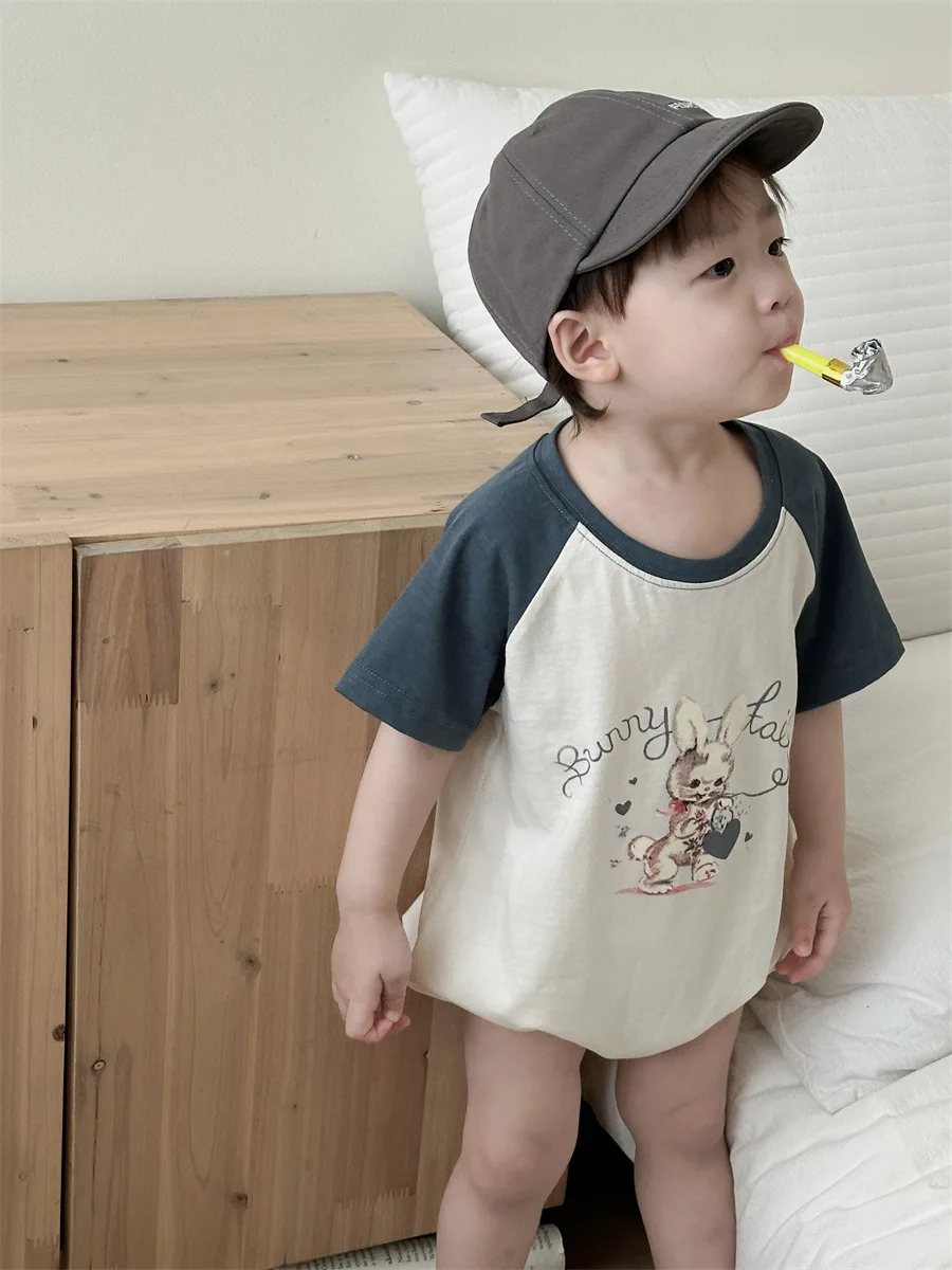 

2024 Summer New Baby Short Sleeve Bodysuits Cotton Boy Girl Newborn Toddler Cute Cartoon Print Jumpsuit Infant Clothes 0-24M